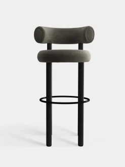 Fat Black Wood 75cm Bar Stool