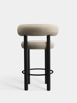 Fat Black Wood 65cm Counter Stool