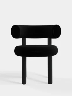 Fat Black Wood Dining Chair