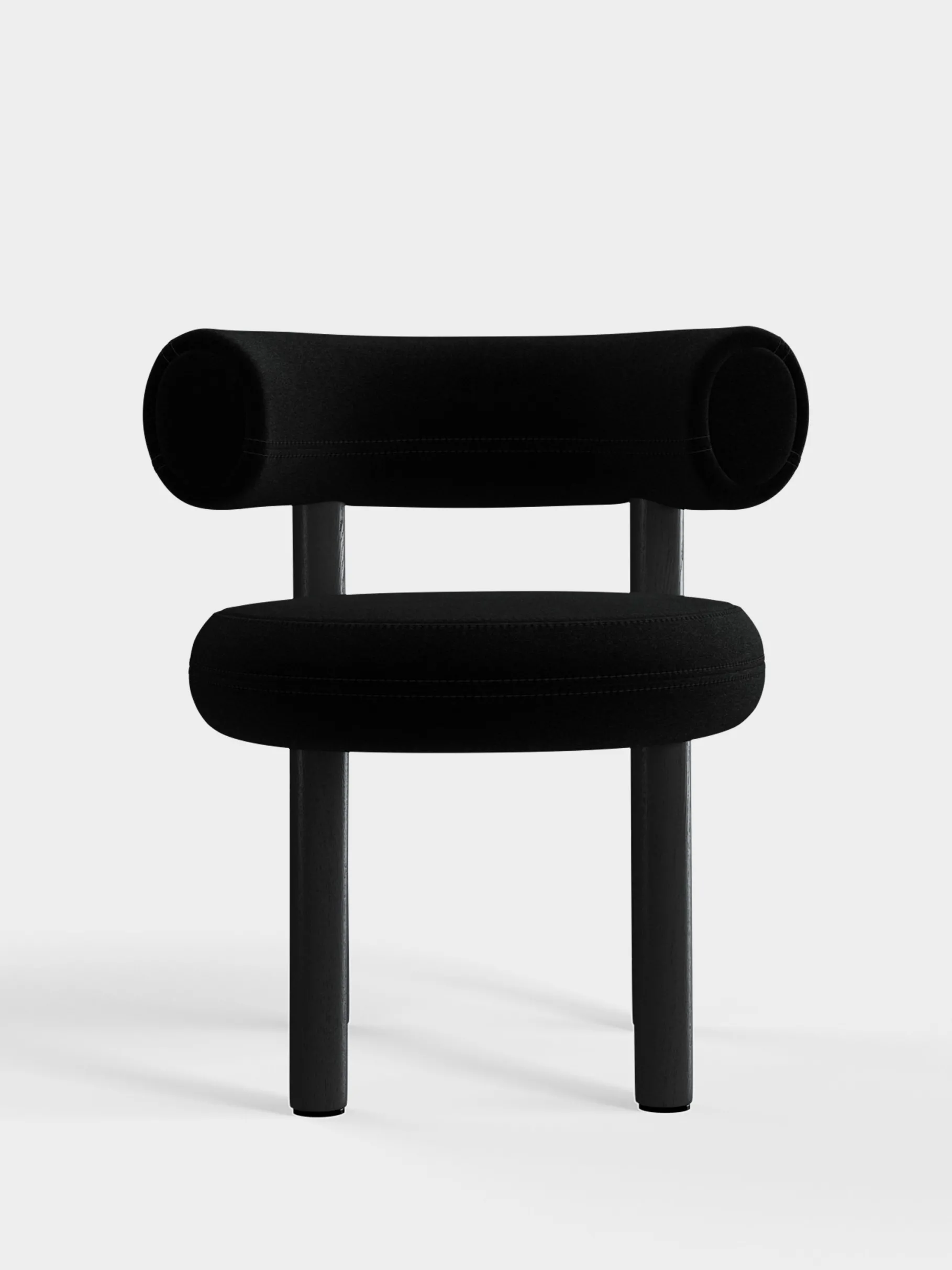 Fat Black Wood Dining Chair