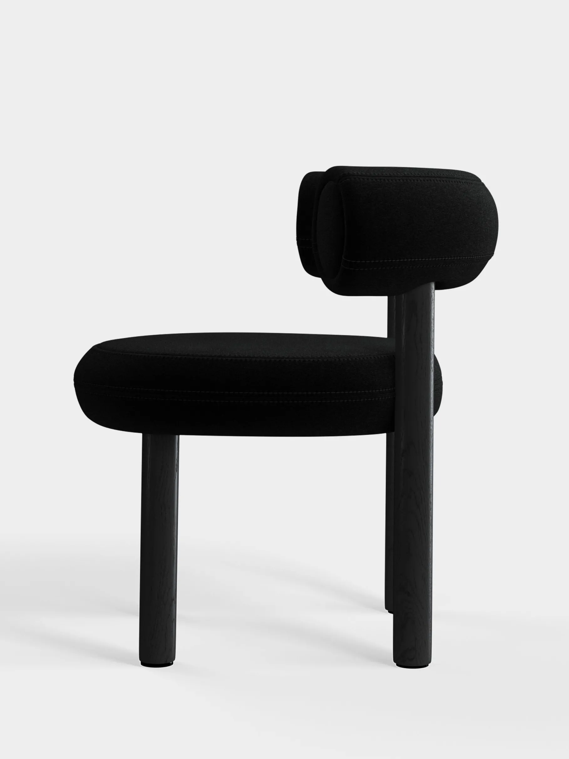 Fat Black Wood Dining Chair