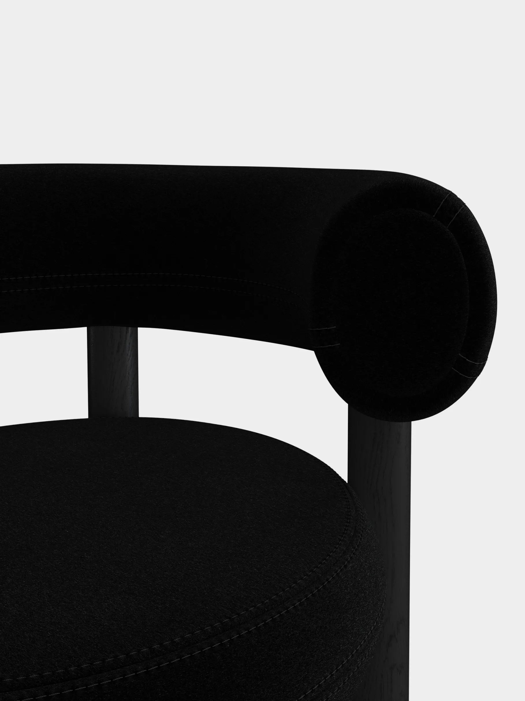 Fat Black Wood Dining Chair